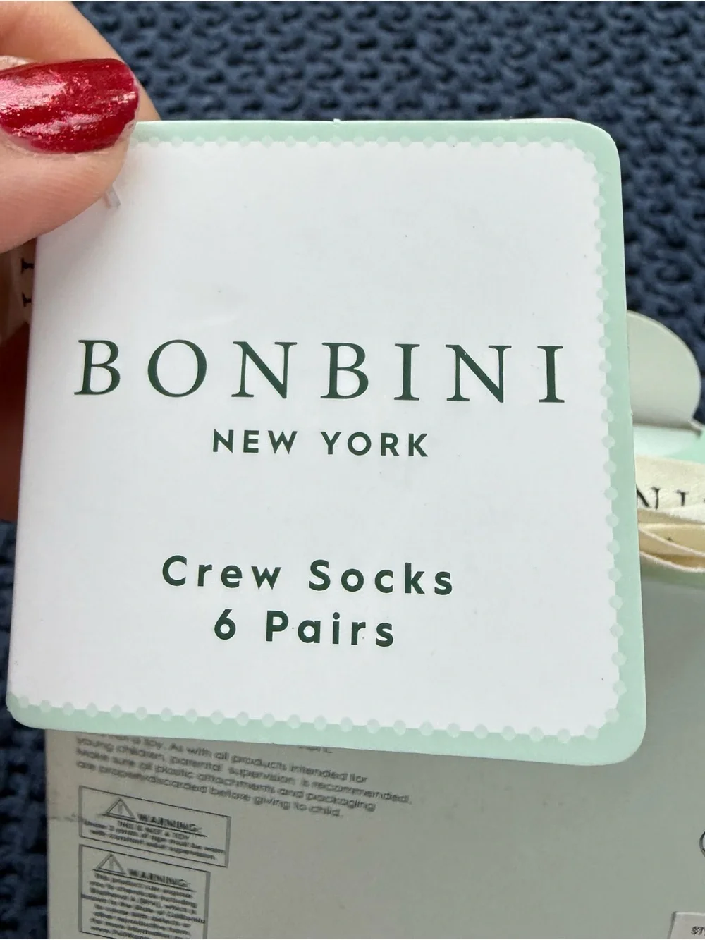 NWT Bonbini New York Infant Crew Socks 6 Pack 6 - 12 months Baby Shower Gift